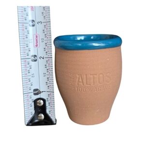 Set of 23 Altos Agave Tan and Blue Ceramic Shot Cups